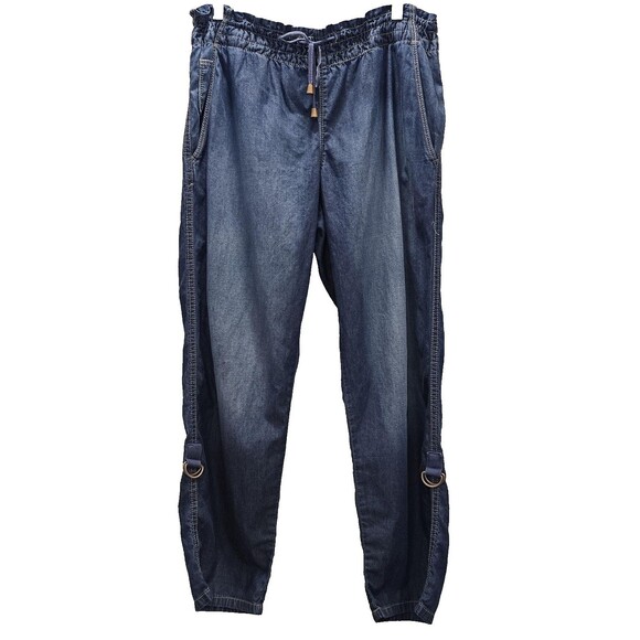 Calvin Klein Jeans Pants Women's 32/14 Blue Denim Jogger Drawstring Utility - Picture 1 of 10